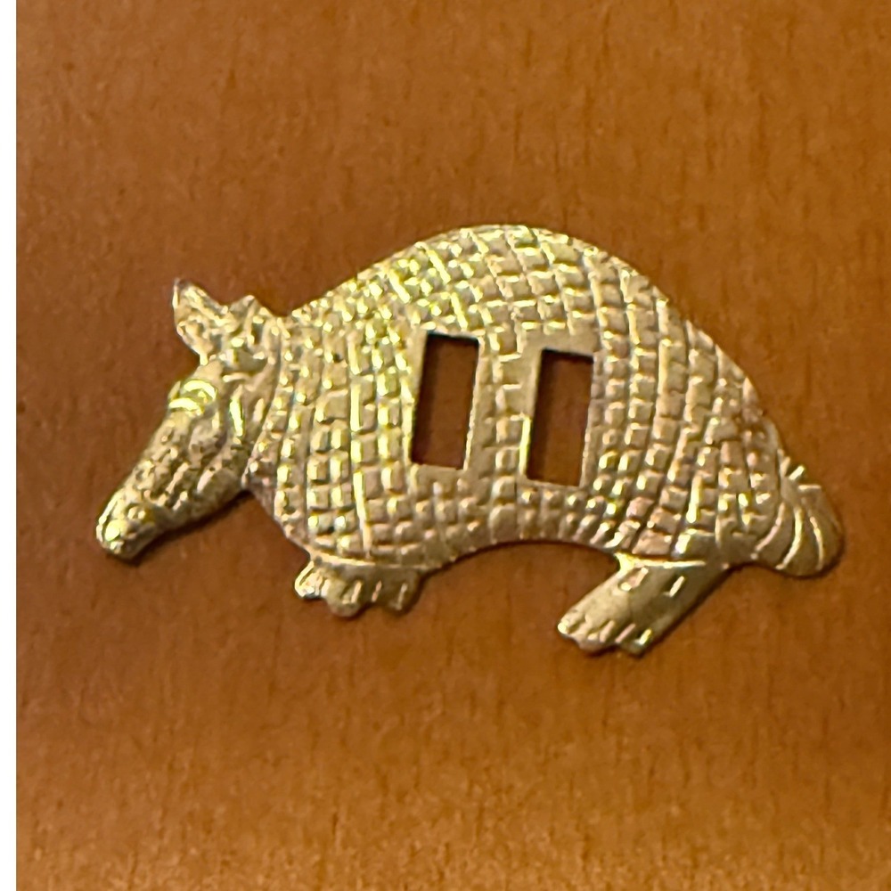 Vintage Armadillo Buckle Slider Accent Plate Gold Tone Southwestern Animal